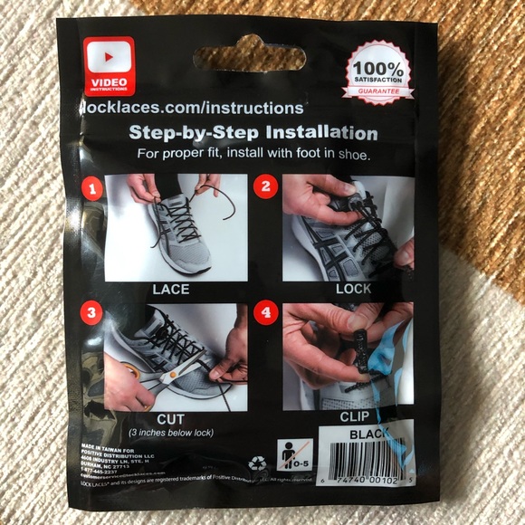 NEW! Lock Laces The Original Elastic No-tie Laces Black - Picture 2 of 3